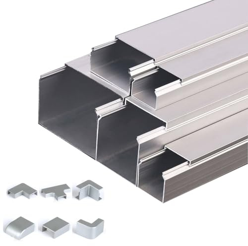 RSBFER 5 m Aluminium-Kabelkanäle, Kabelkanal aus Metall,Kabelmanagement für Homeoffice, Innen-/Außenbereich, Garage/Lager,50x25mm