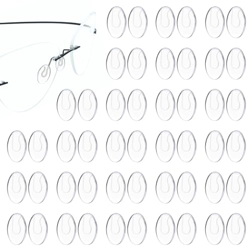 25 Pairs Push in Eyeglass Nose Pads Clear Anti Slip Nose Bridge Pads Replacement Soft Silicone Glasses Noses Pad for Rimless Frameless Eyewear Frames