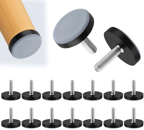 UYUYong 16 Pièces Patins en PTFE avec Filetage, Pied Reglable M6 30 mm | Ronds Patins de Vérin avec Vis Poussoir Pieds de Nivellement Réglable Patin Teflon a Visser, pour Chaises Meubles Tables Sols