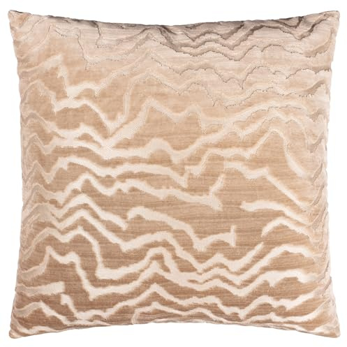 Paoletti Tierra Federn Gefülltes Kissen – Luxuriös Abstrakt Strukturiert Geschnittener Samt Dekoratives Kissen (Taupe – 50x50cm)