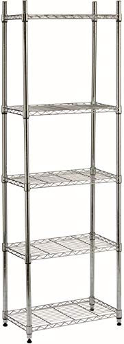 Scaffale Casa Ufficio in Metallo Cromato Scaffale 5 Ripiani 60 x 180 Centimetri