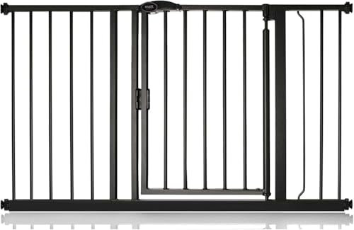Safetots Barrière de Sécurité à Pression à Fermeture Automatique, Barrière d'Escalier à Fermeture Automatique pour Bébé, Barrière de Sécurité, 125,4cm - 132,4cm, Couleur Noir Mat