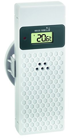 TFA Dostmann Temperatursender, 30.3235.02, Ersatzsender für Funk-Wetterstation Momento 35.1149.01, mit Display, weiß