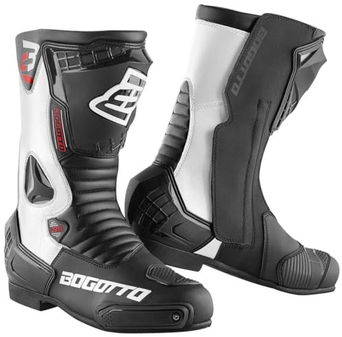 Bogotto Losail Motorradstiefel, schwarz/weiß, 47