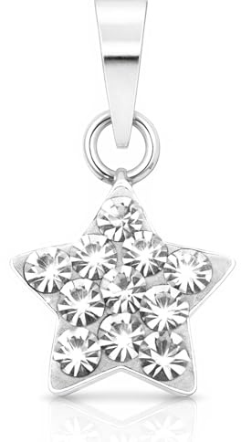 LUISIA® Kettenanhänger Stern mit Premium Kristallen - 925 Sterling Silber - Farbauswahl - Mädchen Damen Schmuck