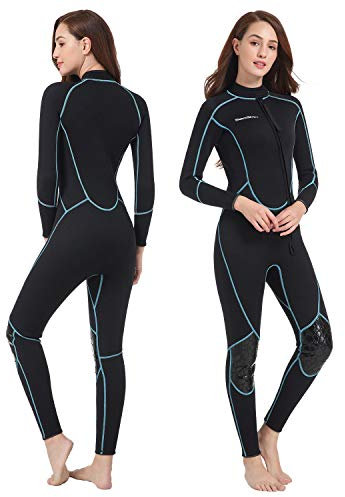 Herren Neoprenanzug 3 mm Shorty für Damen, Ganzkörper-Tauchanzug, Reißverschluss vorne, Tauchen, Schnorcheln, Surfen (Damen Fullsuit, 2XL)