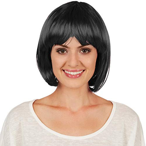dressforfun Bob Perücke | Toller Haarschnitt mit Pony | Mit vielen Kostümen kombinierbar - diverse Farben (Schwarz | Nr. 303642)