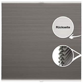 ondeco Waben-Plissee Thermo auf Maß für alle Fenster innen, Montage in Glasleiste Spannschuh, Sonnenschutz-Rollo lichtschutz und Blickdicht, Verdunkelung Grau B: 41-50 cm, H: 40-100 cm