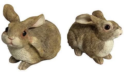 OF Gartenfiguren niedliche Hasen für außen geeignet - Hase Deko Figur groß Tiere - Wetterfest (2 Hasen chillen 18Y)