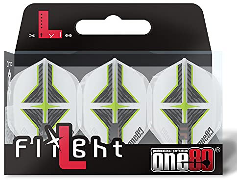 ONE80 Dart Star Flight L-Style Champagne L1EZ Dart Flight Set zum Aufstecken (Weiß/Grün)