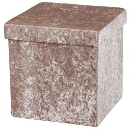 Large Ottoman Foldaway Storage Blanket Toy Box Bench Crushed Velvet Pouffe Footstool Ottoman (Blush Pink, 38cm x 38cm)