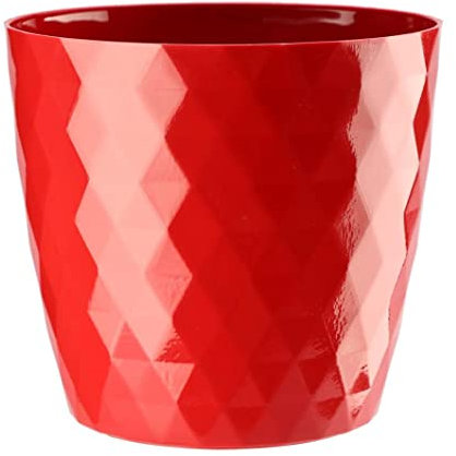 KORAD Cristal Indoor Flower Pot Covers without Drainage Holes – Decorative Round Plastic Planters for Indoor & Outdoor Plants – Lightweight, Durable Plant Pots in 9 Colours & 7 Sizes- (Red, 30 cm)