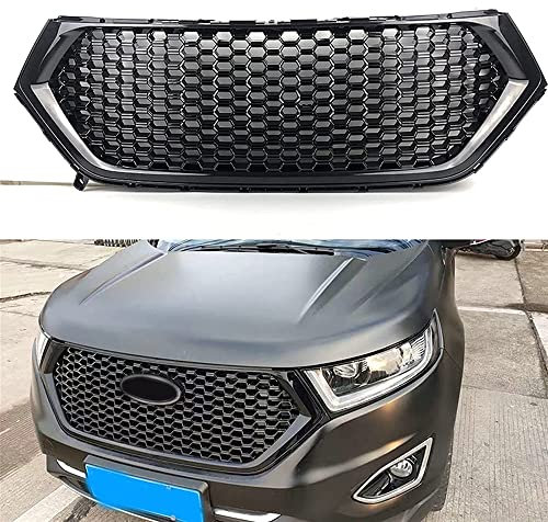 YYKJZ Auto Frontstoßstange Mesh Mask Cover Grill Grille, für Ford Edge 2015 2016 2017 2018, ABS-Kunststoff, Glänzendes Schwarz, Auto Modifikation Zubehör