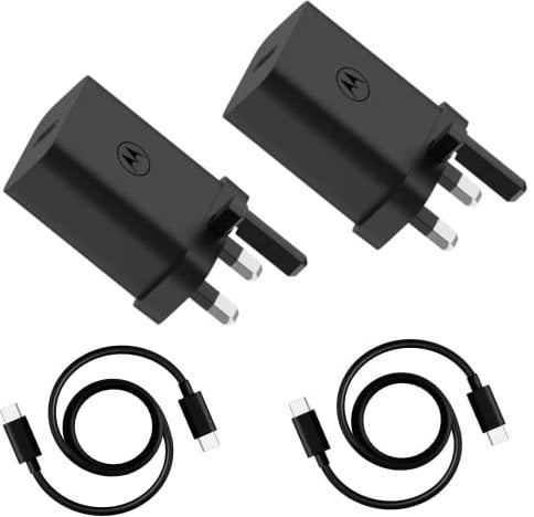 Motorola Chargers - Pack of 2-30W Turbopower Mains Wall Charger/Power Adapter with 1M USB-C to C Cable.