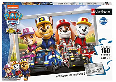 Nathan - Kinderpuzzle - 150 Teile - Paw Patrol Trucks - Für Kinder ab 7 Jahren - Hochwertiges Puzzle - Dicker und Stabiler Karton - Action & Abenteuer - 86160