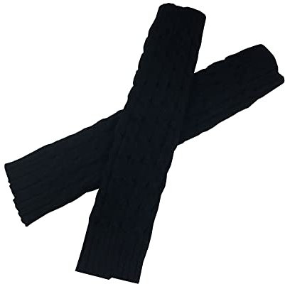 FSSTUD Winter Knitted Leg Warmers Crochet Long Boot Socks Warm Boot Toppers High Knee Leg Warmers Ribbed Knit Leg Socks for Women Lady Girls Black
