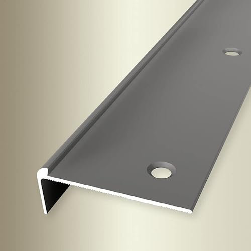 PROVISTON | Treppenkantenprofil | Breite: 48 mm | Höhe: 3 mm | Länge: 1000 mm | Aluminium eloxiert | Edelstahl | Versenkt Gebohrt