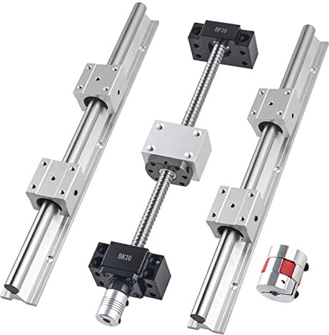 CNCYEAH Linearführung SBR16 Linearschiene 300mm Gleitschiene Welle mit 4 SBR16UU Lagerblock + SFU1204 350mm Kugelumlaufspindel mit BK10/BF10 + Muttergehäuse + 2 Kupplung für 3D Drucker CNC