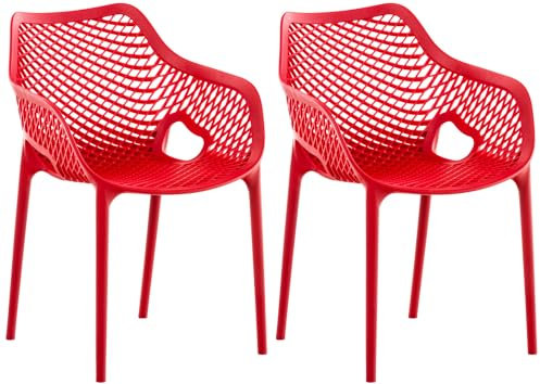 CLP XL-Bistrostühle Air I Stapelstühle Air Aus Kunststoff Mit 44 cm Sitzhöhe I Outdoor-Stühle Mit Wabenmuster, Farbe:rot