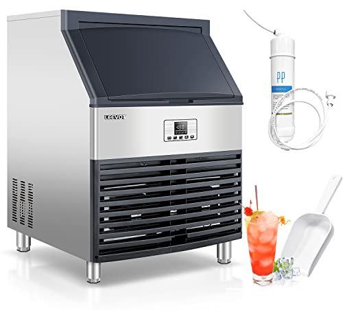 Professionelle Eiswürfelmaschine, 113 kg/24 h, 15 Minuten, Speicherkapazität 42 kg, Edelstahl, 515 W, ideal für Eistkaffee, Bier und Cocktails, Perfekt für Hausbar