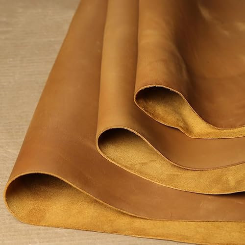 TIVAS Echtes Leder, 2,0 mm, Pferdeleder, Rindsleder, erste Schicht, Material, Leder, Handwerk, DIY, Hellbraun