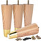 Lavane Möbelbeine aus Eschenholz mit goldfarbenen Kappen, 20,3 cm, modern, konisch, lackiert, mit 5/16 Zoll Schraube und Montageplatte für Sofa, Couch, Bett, Sessel, Ottomane, 4 Stück