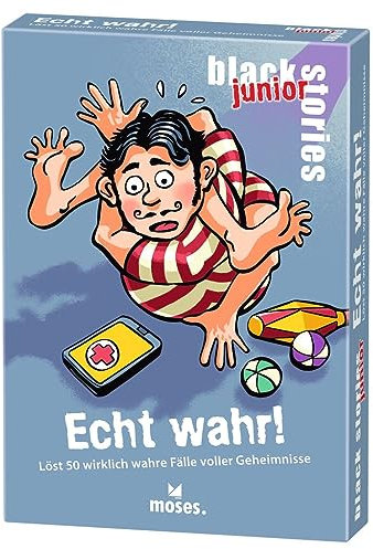 moses. black stories junior Echt wahr! - 50 Rätsel mit wahren Fällen voller Geheimnisse, Rätsel Kartenspiel mit Spielvariante und Punktechips, Rätselspiel für Kinder ab 8 Jahren