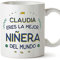 MUGFFINS Tazas Personalizadas para NIÑERA mujer - En Español - Mejor del Mundo - 11 oz / 330 ml - Regalo Personalizable original y divertido