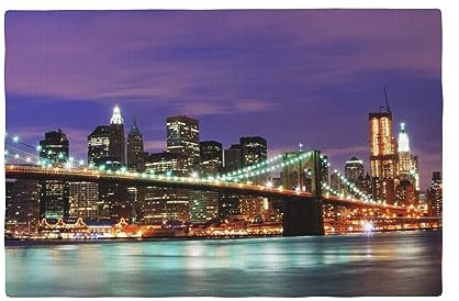 New York Night Tischset aus Leinenimitat, 4 Stück, 30,5 x 45,7 cm, doppellagig, rutschfest, hitzebeständig, Küchentischmatten