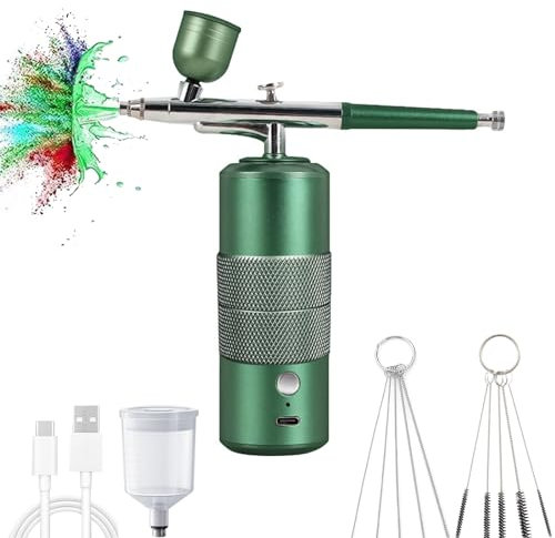 Portable Airbrush Kit - Handheld Air Brush, Model Spray Gun Kits, Airbrush Kit with Spray Gun, Nail Airbrush Kit for Painting and Nail Art(Green)