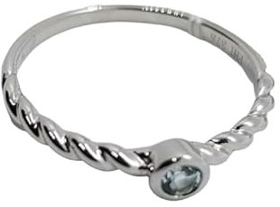 Damenring Weißgold Blautopas gedrehte Schiene Gr. 56