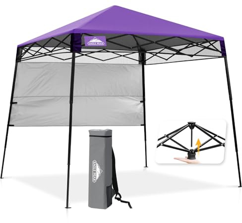 EAGLE PEAK Tonnelle Pliante 2,4x2,4 m, Auvent Sac à Dos, Pourpre | Petite Tente Portable avec Paroi, Pieds Inclinés Légère, Base 2,4m Haut 1,8m, Montage 1 Personne, Ombrage Plage Camping Sport
