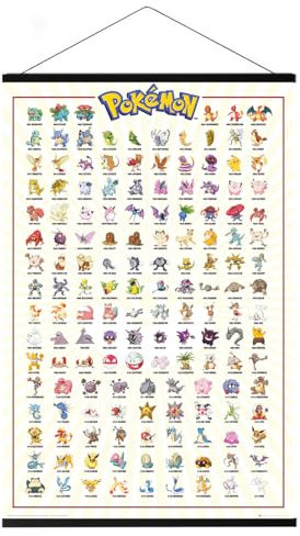 Pokemon - Poster (Kanto Region 001-151 verschiedene Pokemon) (Größe: 61 x 91,5cm) (Poster & Magnetische Posterleisten)