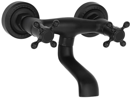 2-Loch Badewanne Wasserfall Wasserhahn Wandmontage 360° Drehbar Badarmatur Unterputz Armatur Mischbatterie mit 2 Handgriff Bidetarmatur Waschbecken für Bad Badewanne (Schwarz)