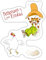 Spreadshirt Pettersson Und Findus Kater Erschreckt Huhn Sticker, max. 10 x 10 cm, 10 x 10 cm, Weiß glänzend