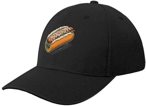 VIDOJI Adult HatHip Hop Baseball Cap Ukiyoe Hotdog: EIN traditioneller japanischer Holzschnittdruck eines Hotdogs im Ukiyoe-Stil. Baseballkappe Rave Damen Golf Wear Herren Outdoor-Geburtstagsgeschenk