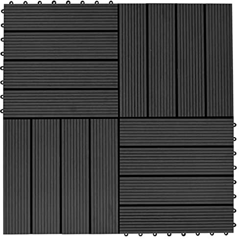 CIADAZ Baldosas de Porche de WPC 30x30 cm 2 m2 Negro 22 Unidades, Piscina Terraza, Suelo Madera Exterior, Tarima Exterior, Suelo Jardin Exterior, Suelos Terraza,