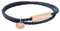 Power Ionics WHIMSY Serie Marineblau Armband Männer Frauen Echtes Leder Wickel Rosegold Charm S Handgelenk 17-18,5 cm