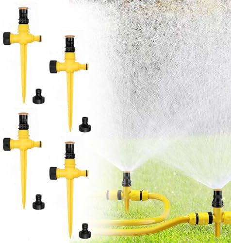 4 Piezas Aspersores de Riego Cesped,Aspersor de Jardín Giratorio 360°,Aspersor de Césped,Aspersor de Césped Rociador,Aspersor de Agua Automático,para Plantas, Flores y Vegetales