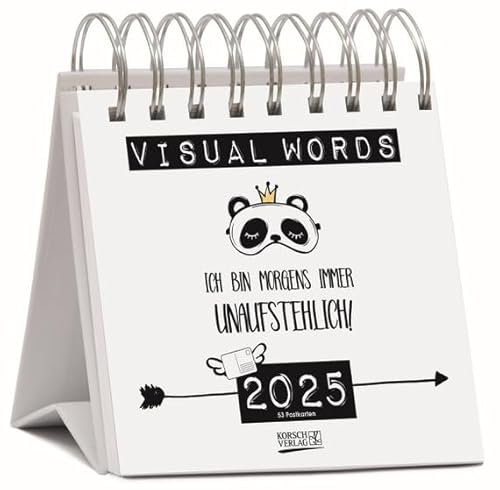 Visual Words - Postkartenkalender 2025 - Wochenkalender - Korsch-Verlag - 53 Postkarten mit einzigartigen Sprüchen - 17 cm x 16 cm