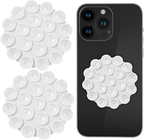 GEEHUA 2-in-1 Silikon Saugnapf Halterung für Handy - Saugnapf Halterung für Alle Handy-Modelle, Glas oder Spiegel (Weiß)