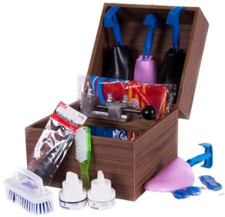 DOSQUIN PREMIUM BOX, Limpieza de Zapatillas, Limpia Zapatos, Kit Limpieza Zapatillas, Incluye Garra Metálica de Sujección 360° Hormas Hombre Hormas Mujer Pastillas Cepillo Bayeta Cremas