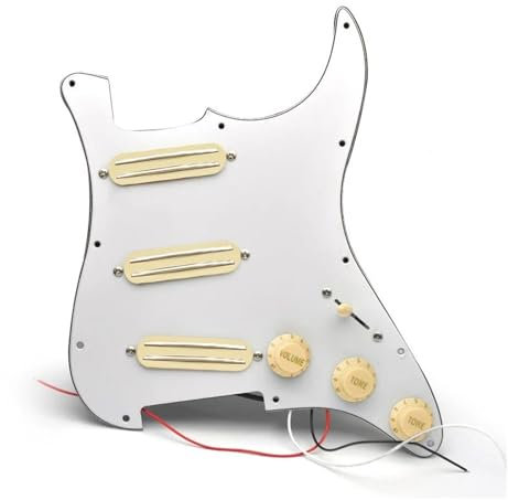 Gitarren Schlagbrett Tonabnehmer SSS Prewired Pickguard Mini Humbucker E-Gitarre 9K/9K/9K Loaded Prewired Scratchplate für ST Style Gitarre Schwarz(Ivory-WH pickguard)