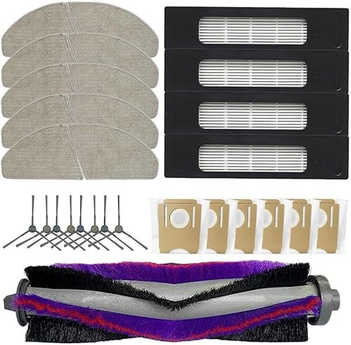 Daaxing Paños para fregona, filtros HEPA, bolsas de polvo, cepillos laterales para aspiradoras robot Midea S8 Plus, accesorios de repuesto (24 unidades)