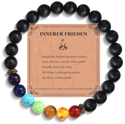 JEWTOP Damen Armband mit 8 mm Edelstein, Chakra Yoga Armband Naturstein Perlen Heilungsarmband