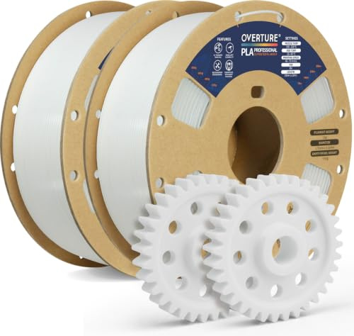 OVERTURE 2KG Bundle PLA Plus (PLA+) 3D Printer Filament 1.75mm, White*2 | Stronger & More Durable, 4X Tougher Than Basic PLA, High Quality for Prints, Fits Most FDM Printers (White*2)
