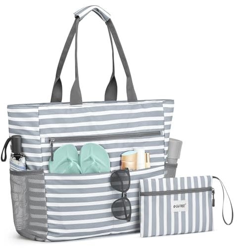 G4Free Unisex GFDETN24B463A Strandtasche, Graue und Weiße Streifen, 50 Lang