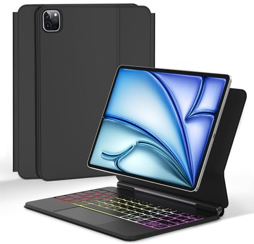 Magic Keyboard for iPad Air 11(M3 2025, M2 2024)/iPad Pro 11(4th/3rd/2nd/1st Gen), Slim Rugged Case, Floating Magnetic Backlit Keyboard Case with Multi-Touch Trackpad for iPad Air 10.9(5th/4th Gen)