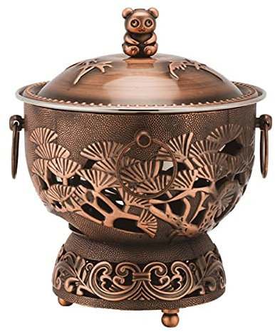 Beijing Copper Hot Pot,Chinese Style Hot Pot,Pure Copper Hot Pot,Chinese Tranditional Hotpot,Mini Copper Hot Pot Stainless Steel Shabu Shabu Pot(Red Copper)