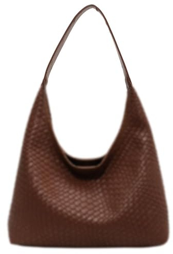 JABALUX Geflochtene Tasche Shopper PU Beuteltasche Tote Schultertasche Gewebte Handtasche Einkaufstasche Tote Bag Tragetasche für Schule Täglich